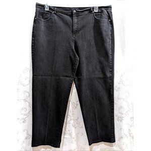 Vintage 90s High Waist Straight Leg Black Jeans 22W Stretch High Rise Classic